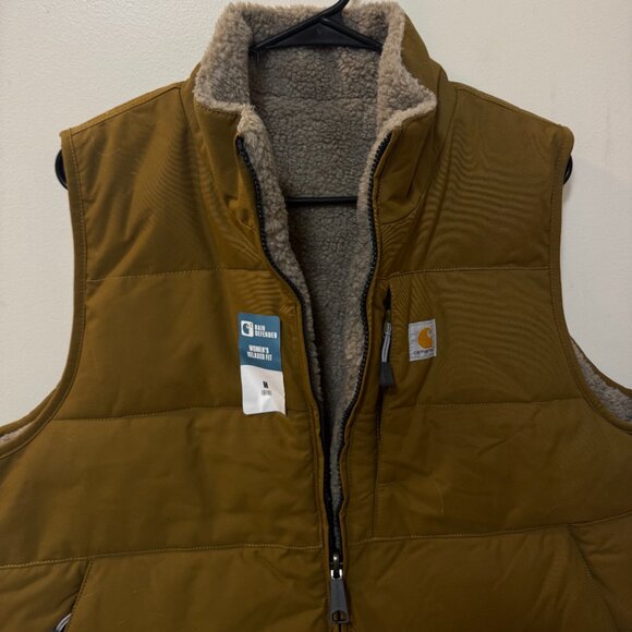 Women's Carhartt Reversible Relaxed Fit Vest NWT - Oak Brown - Picture 3 of 7